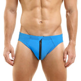 Zipper Fly Swim Briefs Modern Undies Blue 28-30in (70-78cm)