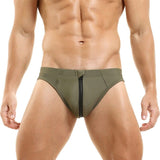 Zipper Fly Swim Briefs Modern Undies Green 28-30in (70-78cm)