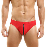 Zipper Fly Swim Briefs Modern Undies Red 28-30in (70-78cm)