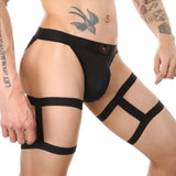 Jock Thong with Garters Modern Undies black 26-29in (66-75cm)