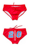 Waterboy Swim Briefs w/Zipper Modern Undies Red 26-29in (65-74cm) 