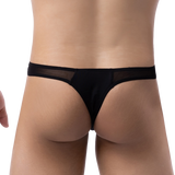 3 Pack Stretchy Half-Sheer Thong Modern Undies Black 26-29in (66-73cm) 3pcs