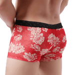 Lace Flower Trunks Modern Undies Red 26-29in (66-75cm) 