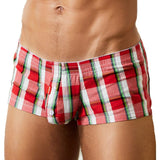 Pouched Plaid Lounge Boxers Modern Undies Red 35-38in (90-96cm) 