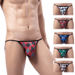 4 Pack Plaid String Bikini Modern Undies Mix 26-29in (66-73cm) 4pcs