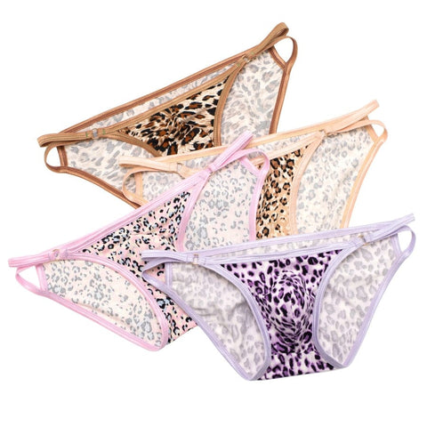 4 Pack Bold Leopard String Bikini Modern Undies Mix 26-29in (66-73cm) 4pcs