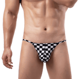 3 Pack Classic Checkered G-String Modern Undies White 26-29in (66-73cm) 3pcs