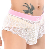 Cheeky Lace Panties Modern Undies pink white 25-28in (63-71cm) 