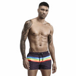 Rainbow Stripe Swim Shorts Modern Undies 31-33in (80-89cm) Black 